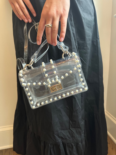 Pearl Studs Transparent Stadium Approved Clear Handbag Purse