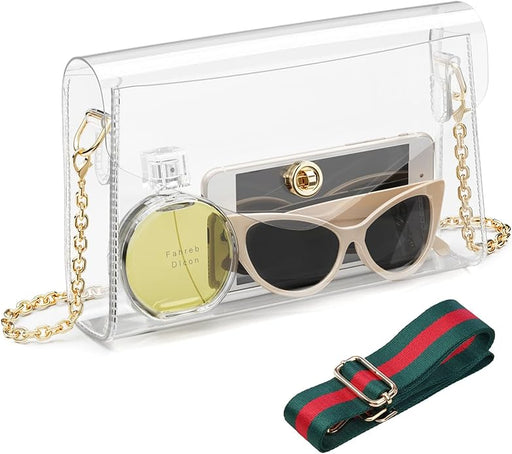 PVC Clear Gag with 2 straps: Gucci vibes striped + Gold