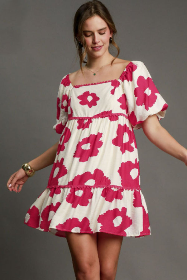 Floral Short Sleeve Mini Dress - Apparel & Accessories > Clothing > Dresses