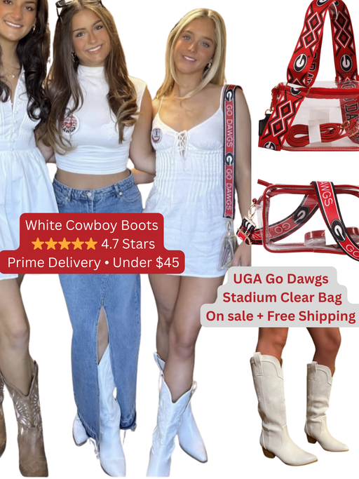 Concert/Gameday White Cowboy Boots under $45 (4.7*)