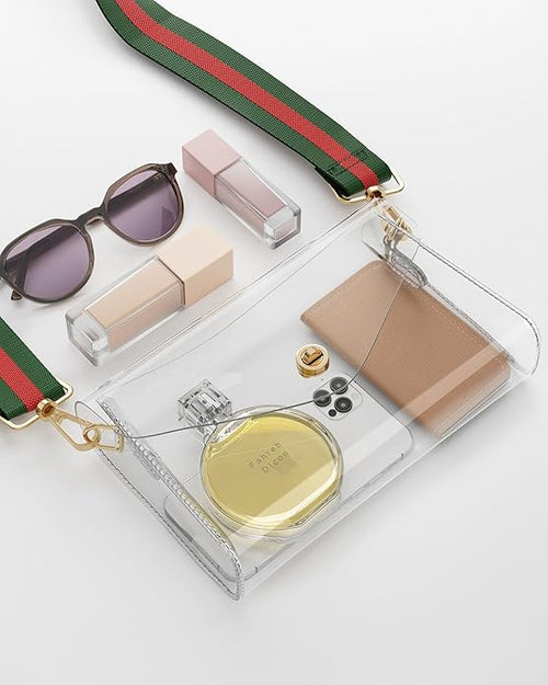 PVC Clear Gag with 2 straps: Gucci vibes striped + Gold