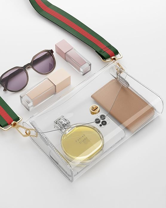 PVC Clear Gag with 2 straps: Gucci vibes striped + Gold